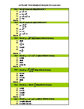 40 câu hỏi trắc nghiệm ứng dụng của đạo hàm